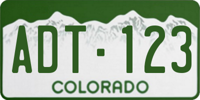 CO license plate ADT123
