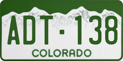 CO license plate ADT138