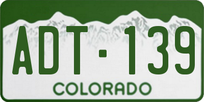 CO license plate ADT139