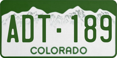 CO license plate ADT189