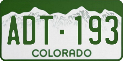 CO license plate ADT193