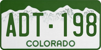 CO license plate ADT198