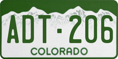 CO license plate ADT206