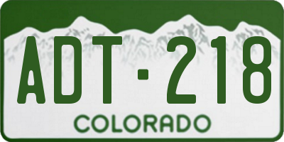 CO license plate ADT218