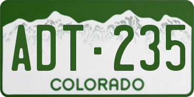 CO license plate ADT235