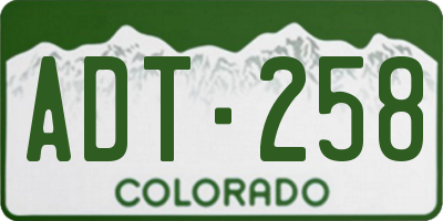 CO license plate ADT258