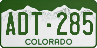 CO license plate ADT285