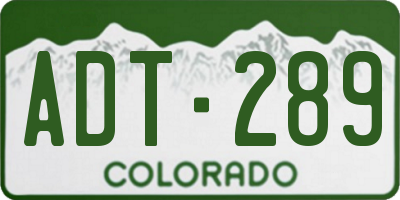 CO license plate ADT289