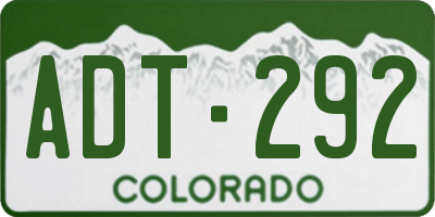 CO license plate ADT292