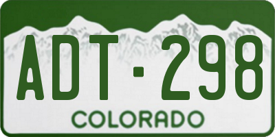 CO license plate ADT298