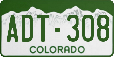 CO license plate ADT308