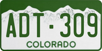 CO license plate ADT309