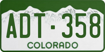 CO license plate ADT358
