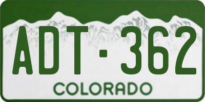 CO license plate ADT362