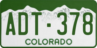 CO license plate ADT378