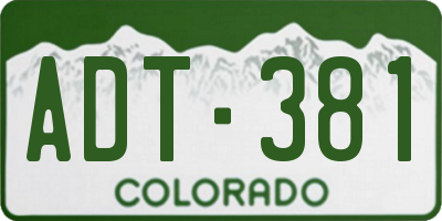CO license plate ADT381