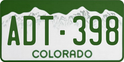 CO license plate ADT398