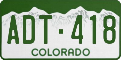 CO license plate ADT418