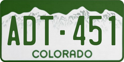 CO license plate ADT451