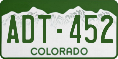 CO license plate ADT452