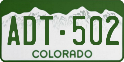 CO license plate ADT502