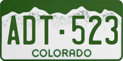 CO license plate ADT523