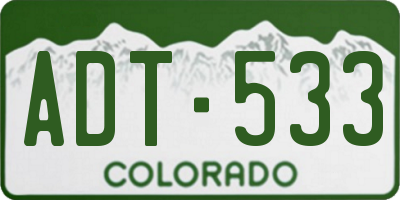 CO license plate ADT533