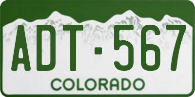 CO license plate ADT567
