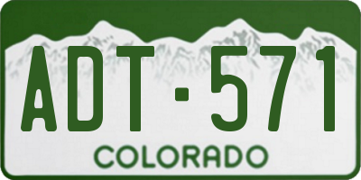 CO license plate ADT571