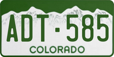 CO license plate ADT585