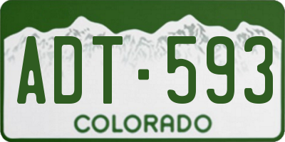 CO license plate ADT593