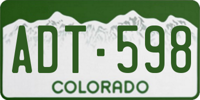CO license plate ADT598