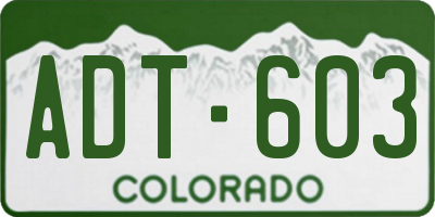 CO license plate ADT603