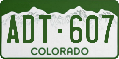 CO license plate ADT607