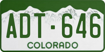 CO license plate ADT646