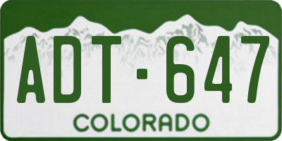 CO license plate ADT647