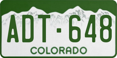 CO license plate ADT648