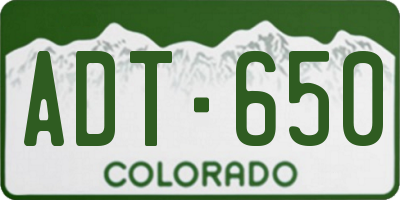 CO license plate ADT650
