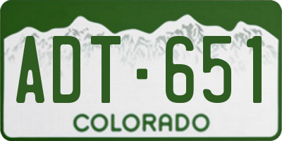 CO license plate ADT651