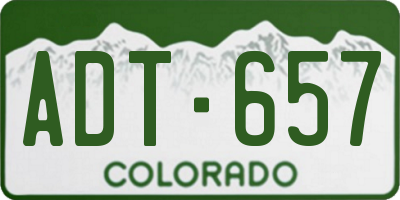 CO license plate ADT657