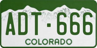 CO license plate ADT666