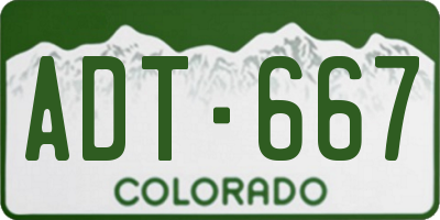 CO license plate ADT667