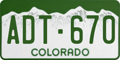CO license plate ADT670