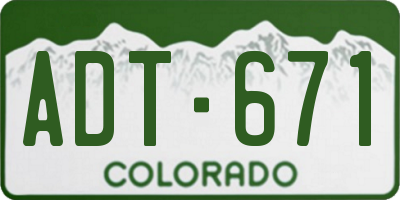 CO license plate ADT671