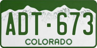 CO license plate ADT673