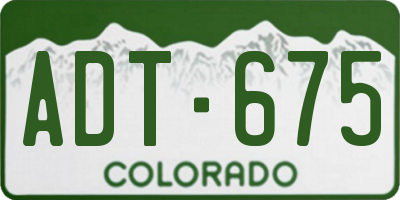 CO license plate ADT675