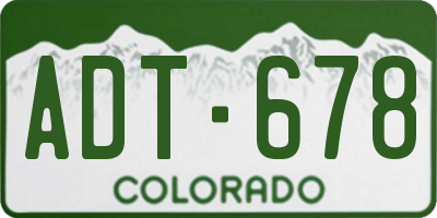 CO license plate ADT678