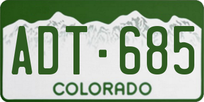 CO license plate ADT685