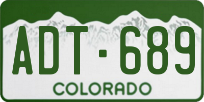 CO license plate ADT689