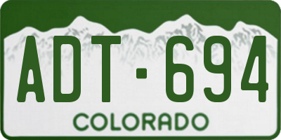 CO license plate ADT694